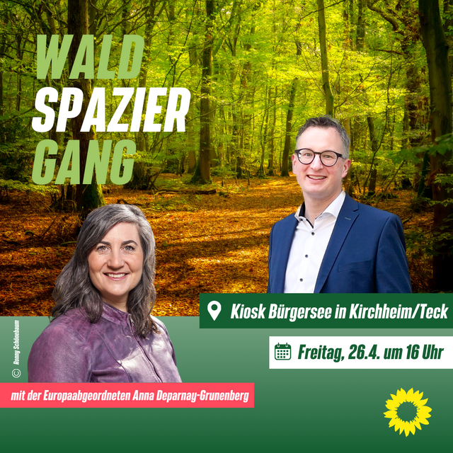 Kirchheim: Waldspaziergang mit Anna Deparnay-Grunenberg MdEP