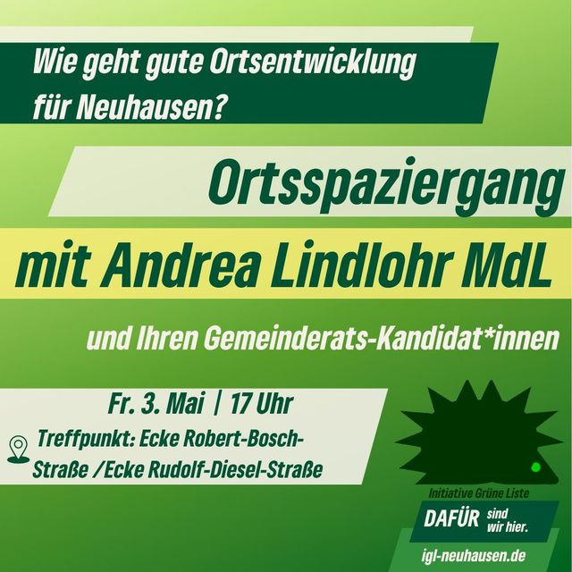 Ortsspaziergang Neuhausen auf den Fildern mit Andrea Lindlohr MdL und Ihren Gemeinderats-Kandidat*innen