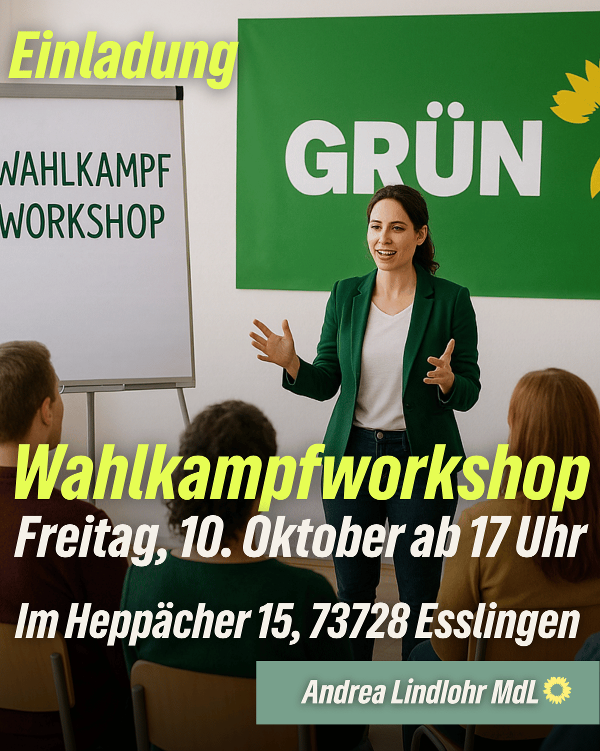 Einladung zum Wahlkampfworkshop für Mitglieder im Wahlkreis Esslingen