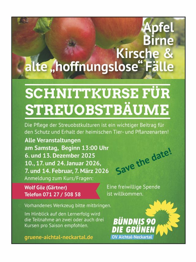 Schnittkurse für Streuobstbäume