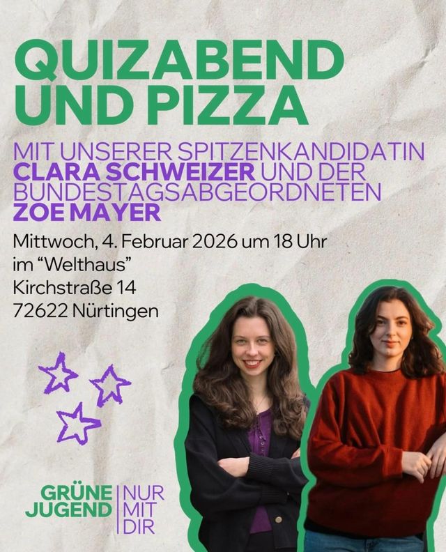 Quizabend und Pizza mit Clara Schweizer und Zoe Mayer MdB