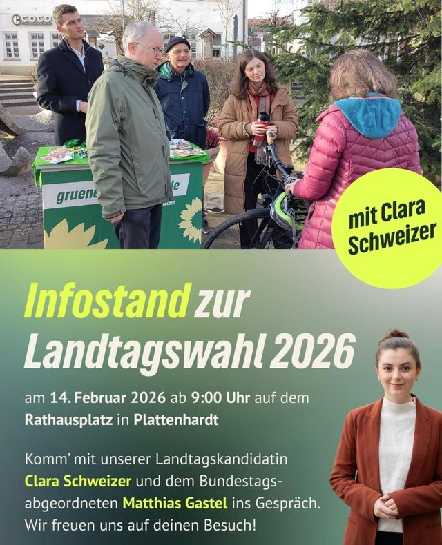 Infostand mit Clara Schweizer und Matthias Gastel MdB